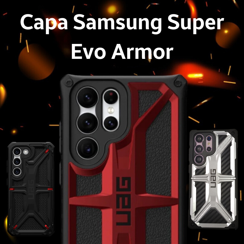 Capa Samsung Super Evo Armor com proteção de tela e câmeras
