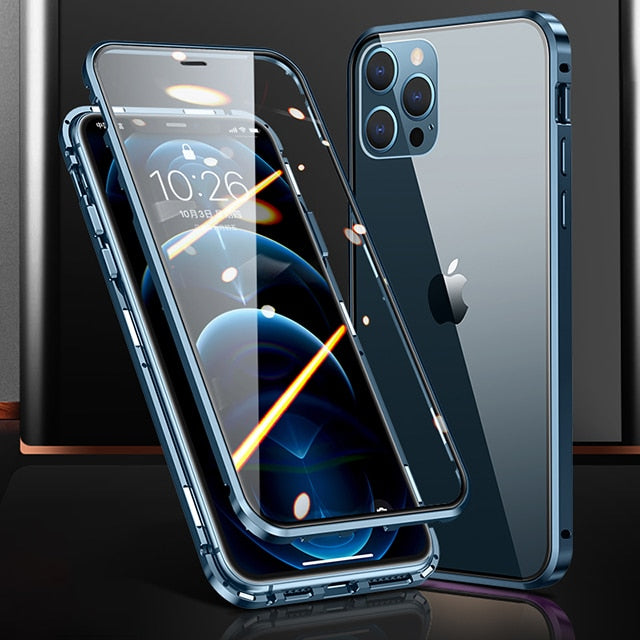 Case Iphone com encaixe em metal em imãs e proteção 360° graus
